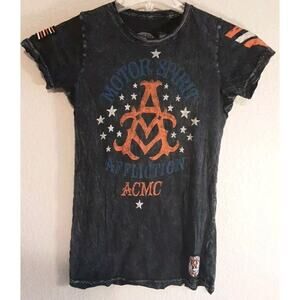 Affliction Motor Spirit American Custom Graphic Tee Shirt Y2K Wings Style Small